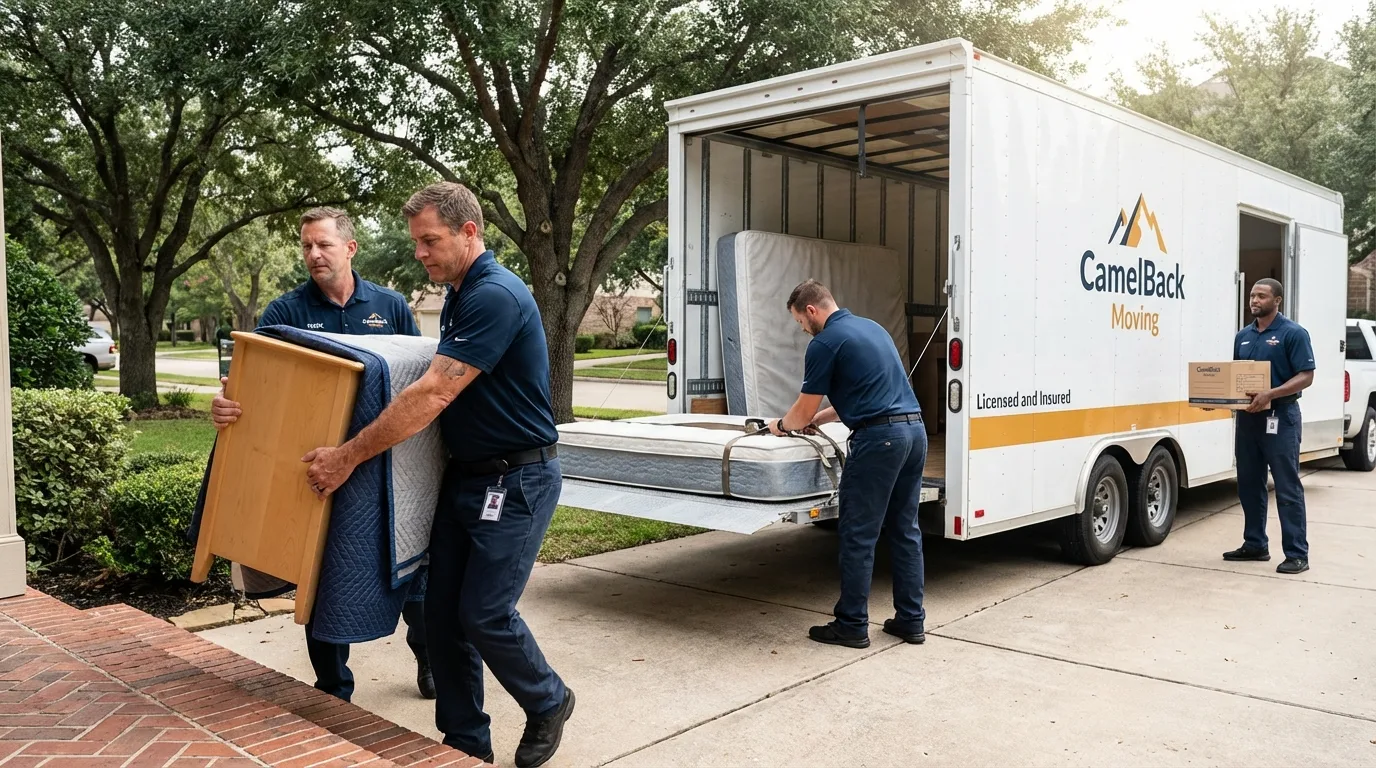 Crew loading residential truck for cross-state move from Eufaula, AL