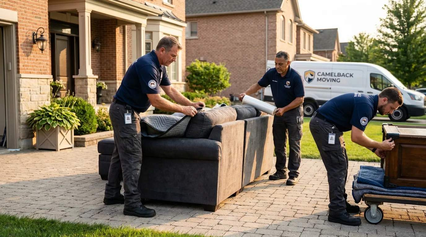 Large estate moving crew wrapping furniture in Eufaula, AL