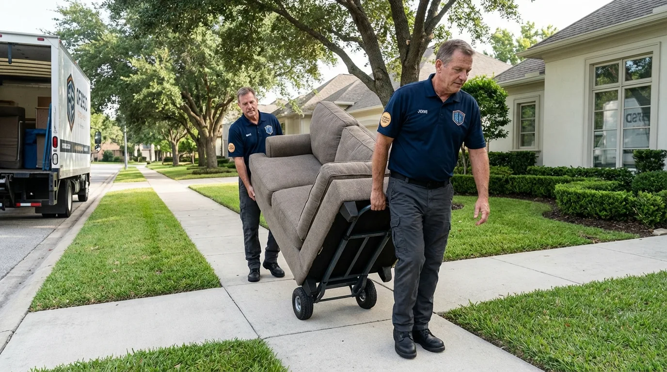 Local residential moving crew loading furniture in Eufaula, AL