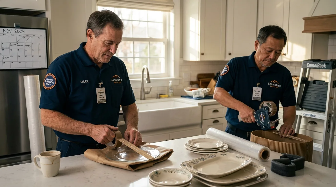 Professional crew packing kitchen dishware in Eufaula, AL